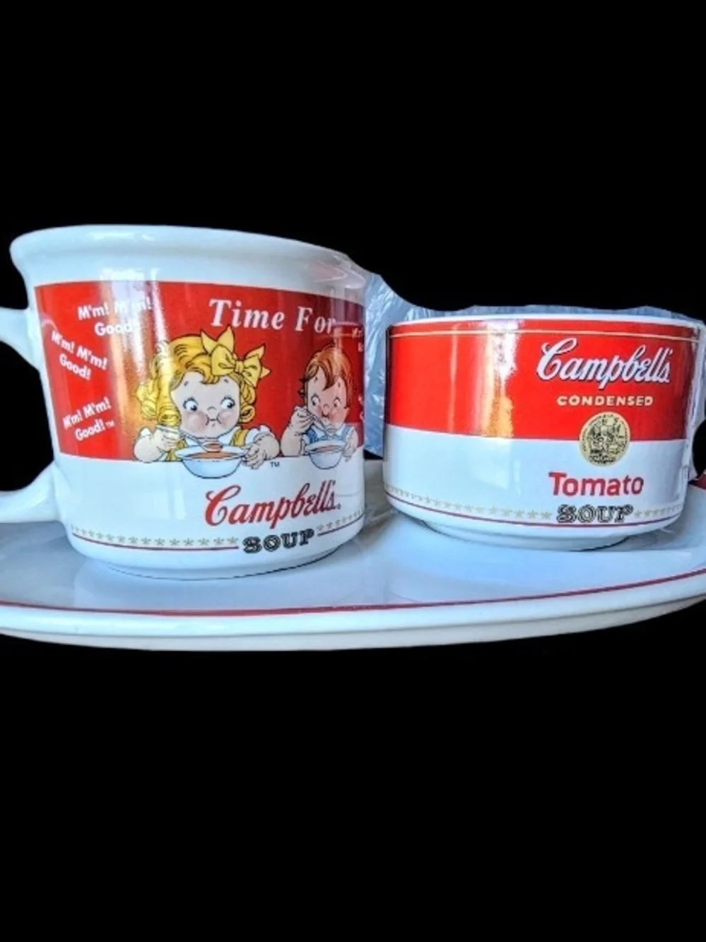 Campbells Soup Server Tray Set Plus Additional Mug